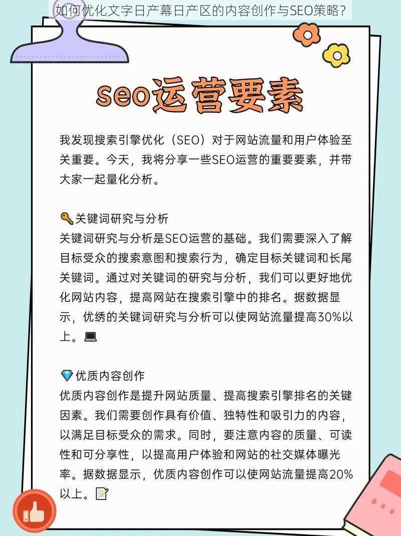 如何优化文字日产幕日产区的内容创作与SEO策略?