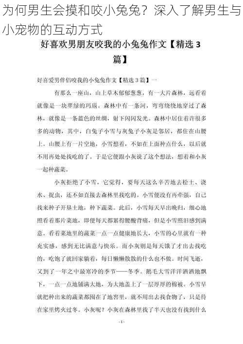 为何男生会摸和咬小兔兔?深入了解男生与小宠物的互动方式