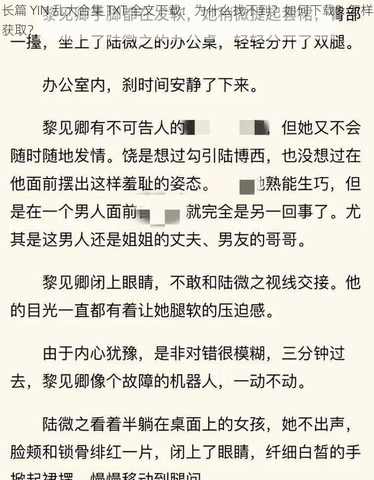 长篇 YIN 乱大合集 TXT 全文下载:为什么找不到?如何下载?怎样获取?